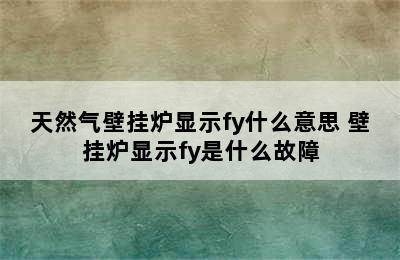 天然气壁挂炉显示fy什么意思 壁挂炉显示fy是什么故障